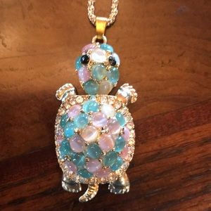 Blue and Gold Turtle Necklace